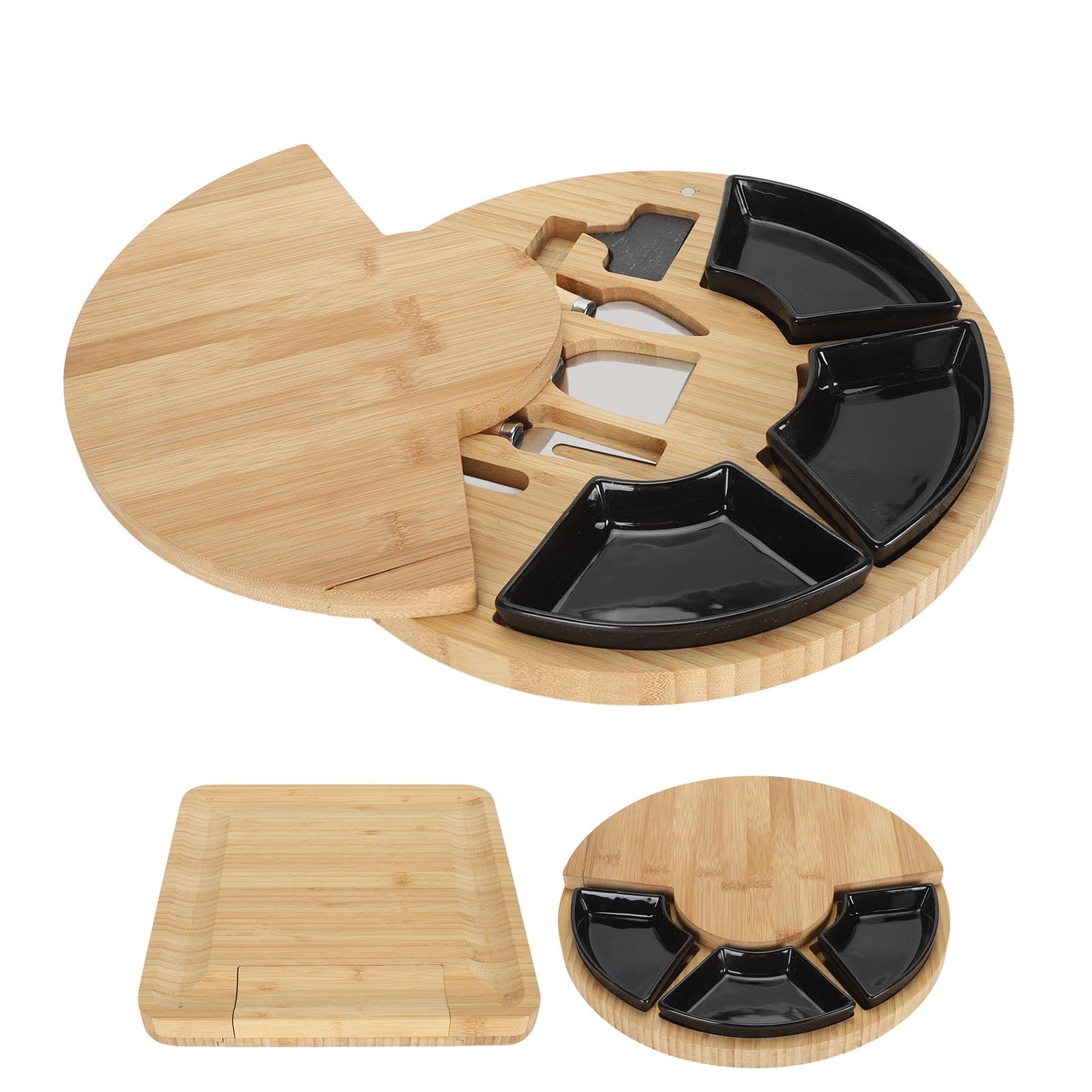 Cheese Board Gift Set, Charcuterie Board Set and Serving Platter Mothers Day Gifts Wedding Gifts New Home Bridal Shower Gift(Round)