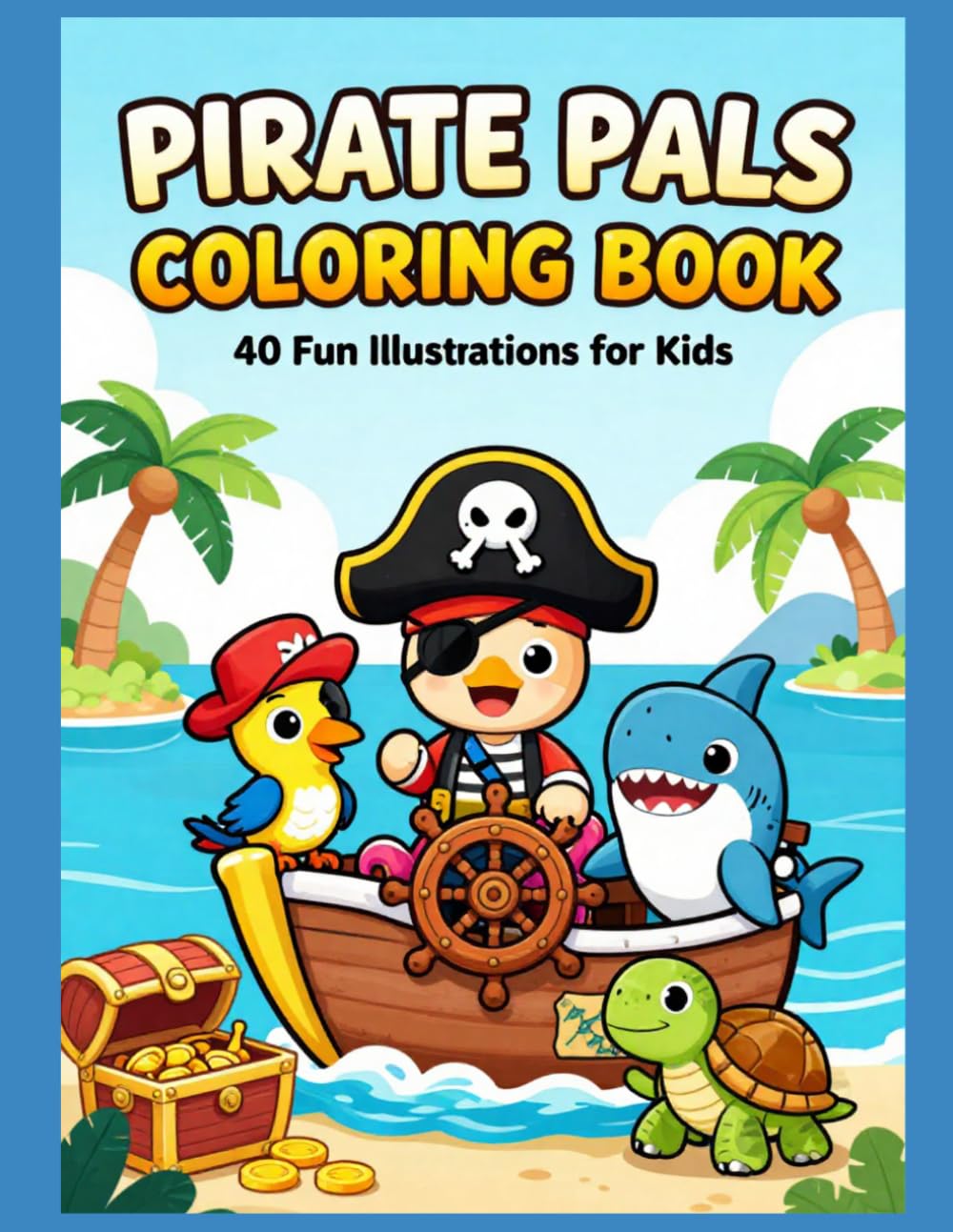 Pirate Pals Coloring Book: 40 Fun Ocean Animals and Pirates Coloring Pages for Kids Ages 4-8