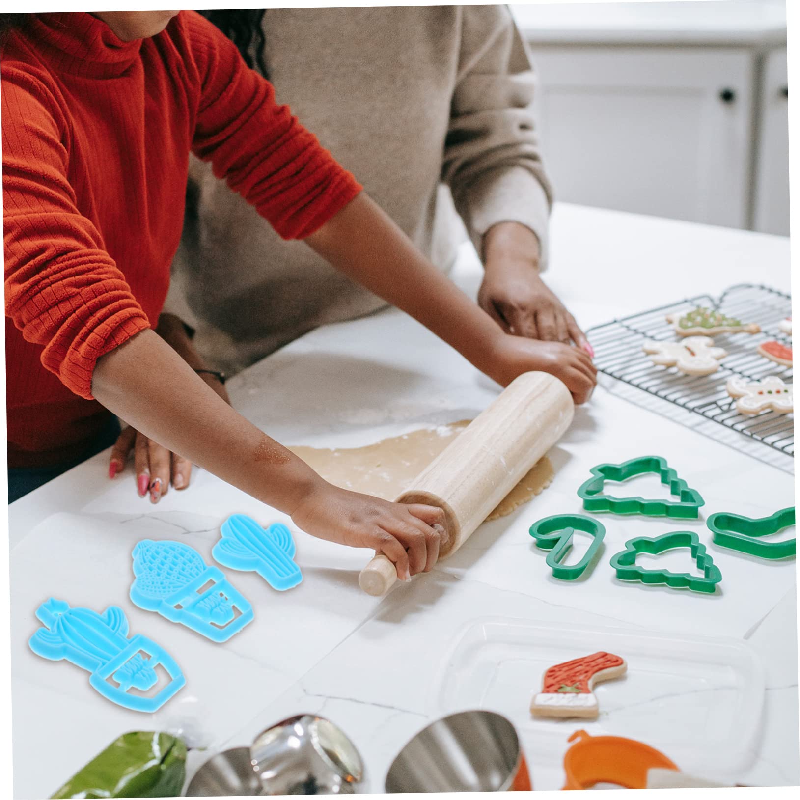 Amosfun 30 Stück Kaktus Keksausstecher Keksbackzubehör Cupcake Dekorationswerkzeug Keksschablonen Wiederverwendbare Plätzchenbacken Kuchenschablone Gummi Himmelblauer Kunststoff