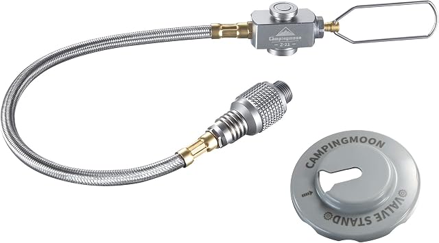 camping moon 9.8-inch Multi-Function Gas Hose for EN417 Lindal Valve Screw-on Type Canister and Device Z21-25
