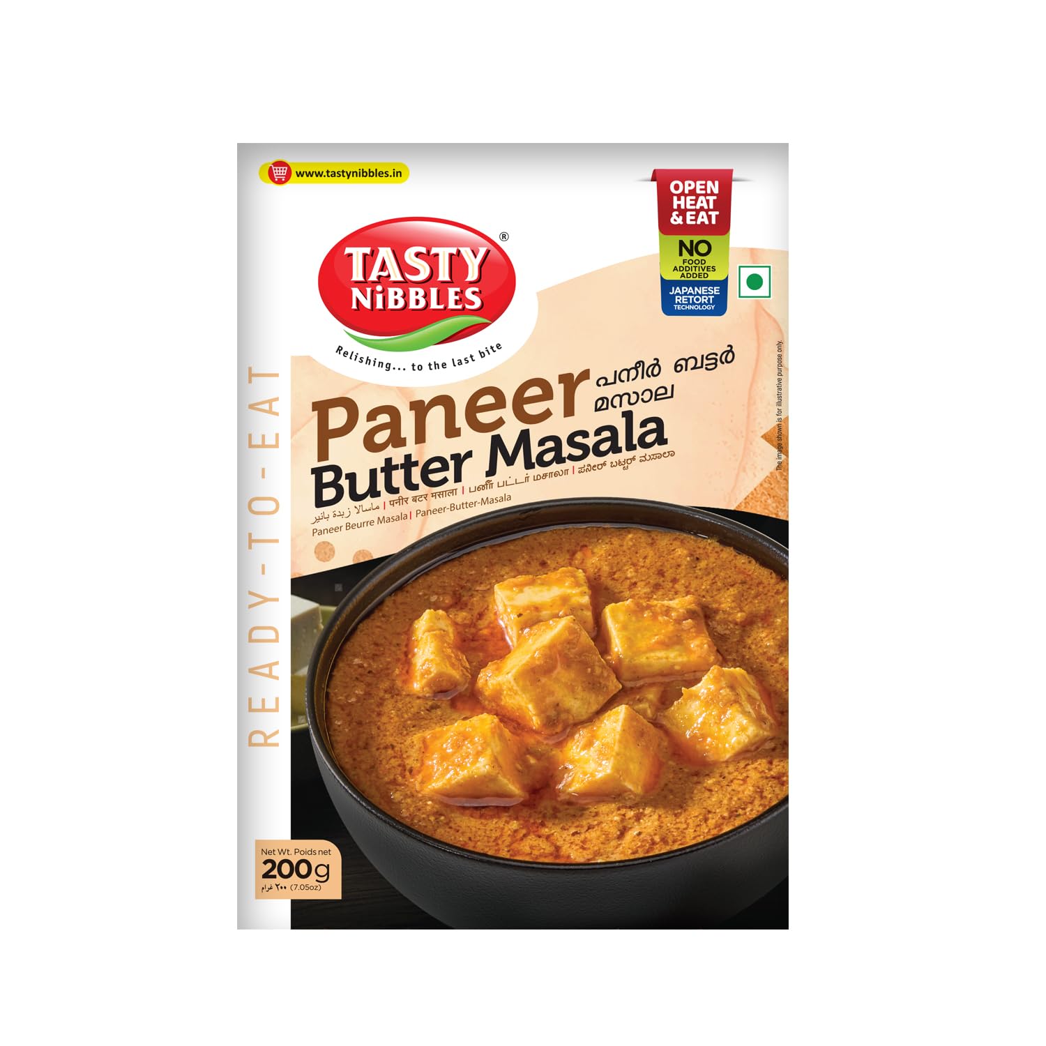Tasty Nibbles Ready to Eat Paneer Butter Masala 200g | Open Heat & Eat | Vegetarian | No Added Preservatives | Japanese Retort Technology [Pack of 1 ]
