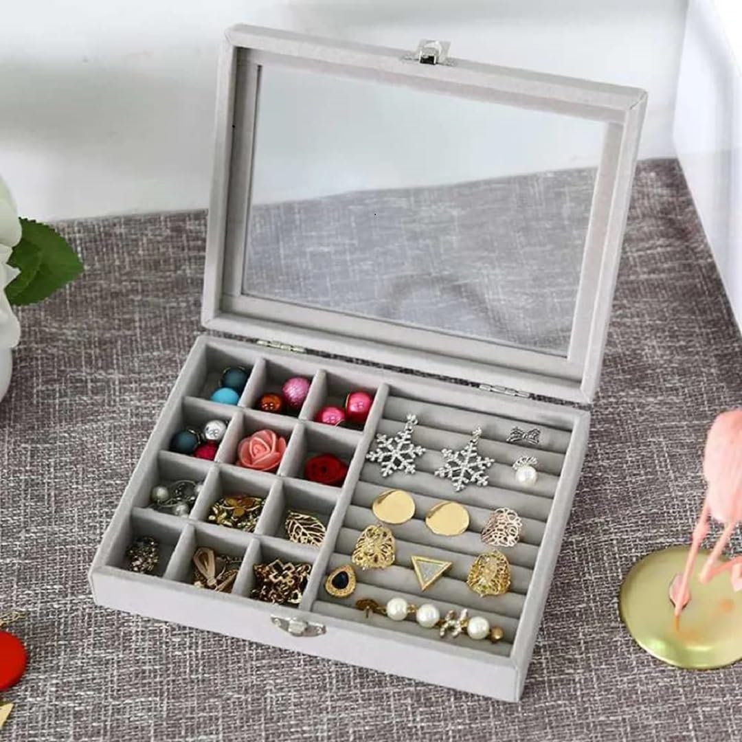 HARAY Jewellery Box Organiser 9 Grids Jewelry Storage Case, Velvet Lockable Jewellery Organiser, Removal Tray, Ring Storage Slot, Ring Jewellery Display Storage Box Tray (Multicolor) (B0DFR7VGGG) (B0DFR7VGGG) Amazon Price History, Amazon Price Tracker