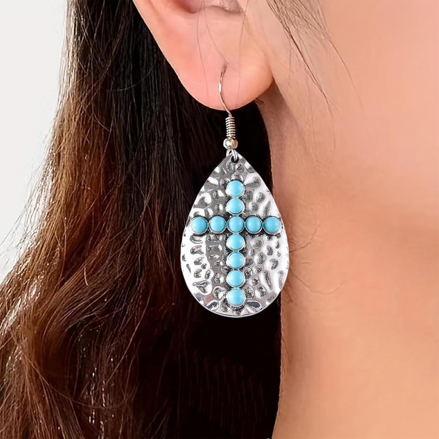 Silver Western Earrings Turquoise Earrings for Women Boho Chic Clothing Western Jewelry for Women Outfit Country Concert Outfits Cowboy Chic Rodeo Outfit Shirts Dress Accessories - Image 2