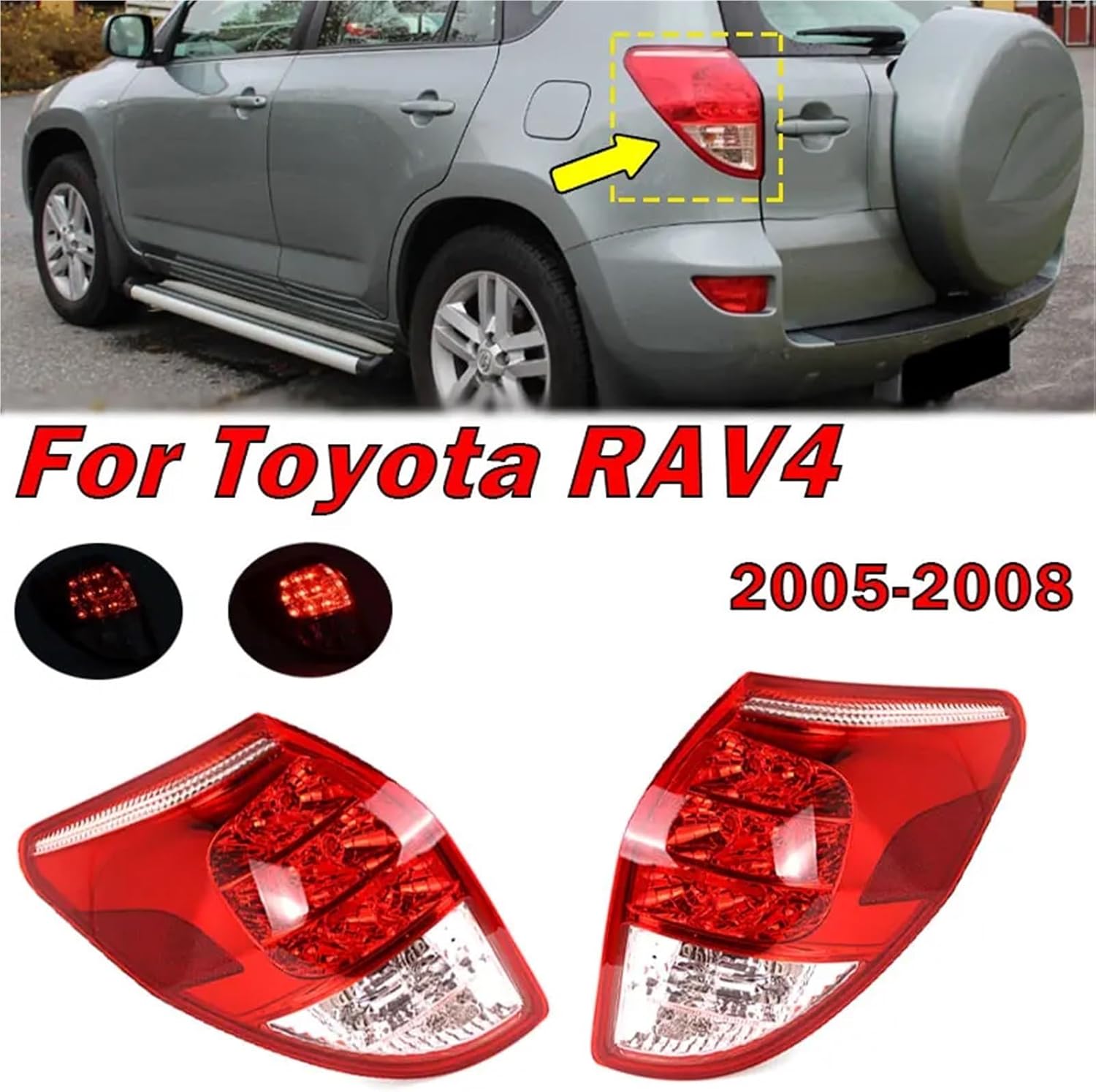 Compatible With Toyota RAV4 2005 2006 2007 2008 Tail Light Auto Rear Bumper Brake Lamp Taillight Cover Housing Car Accessories Lamp Assembly(Only left)