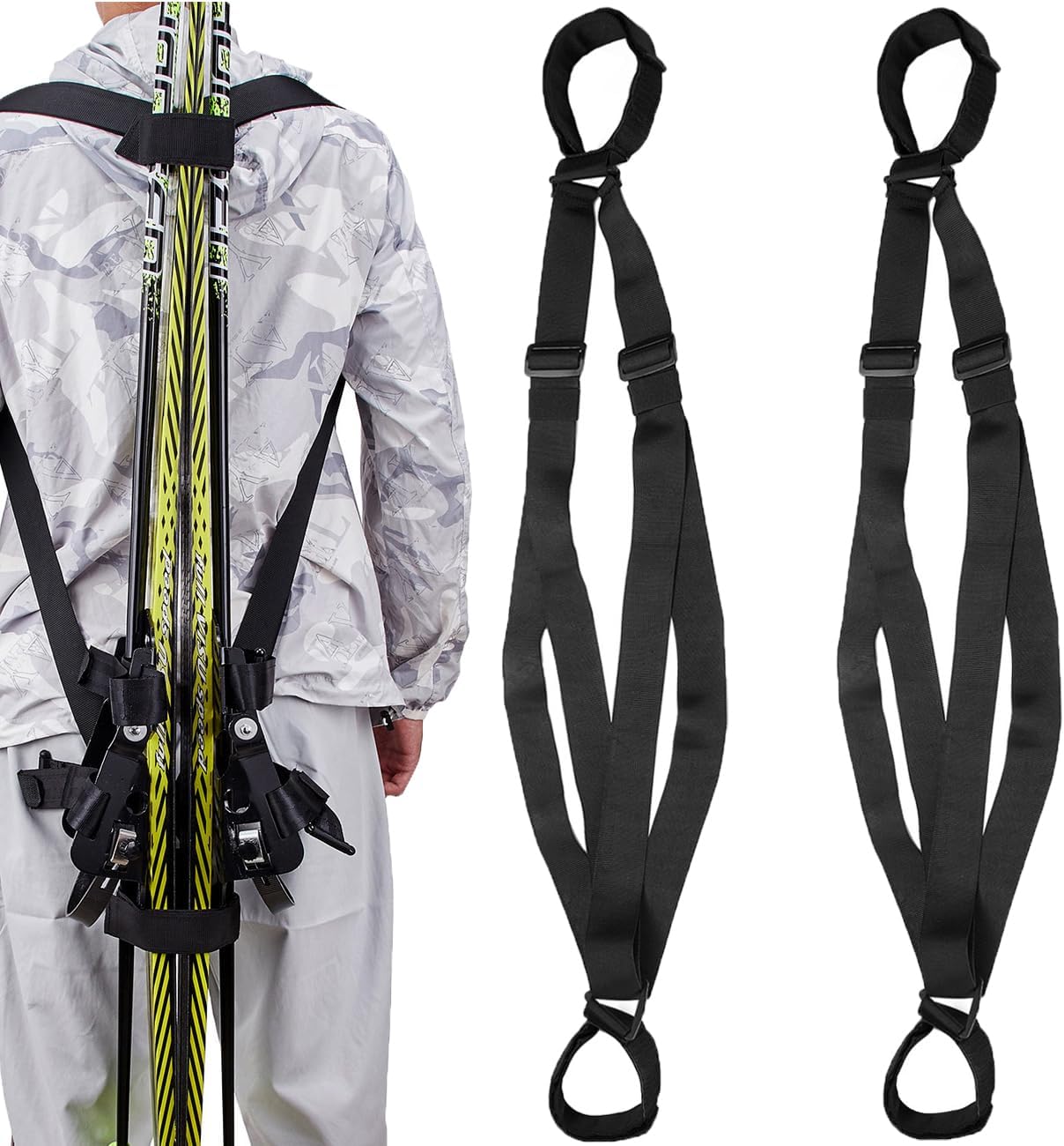 Ski and Pole Backpack Carrier Strap | Effortlessly Transport Your Ski Gear Everywhere You Go | Great for Families