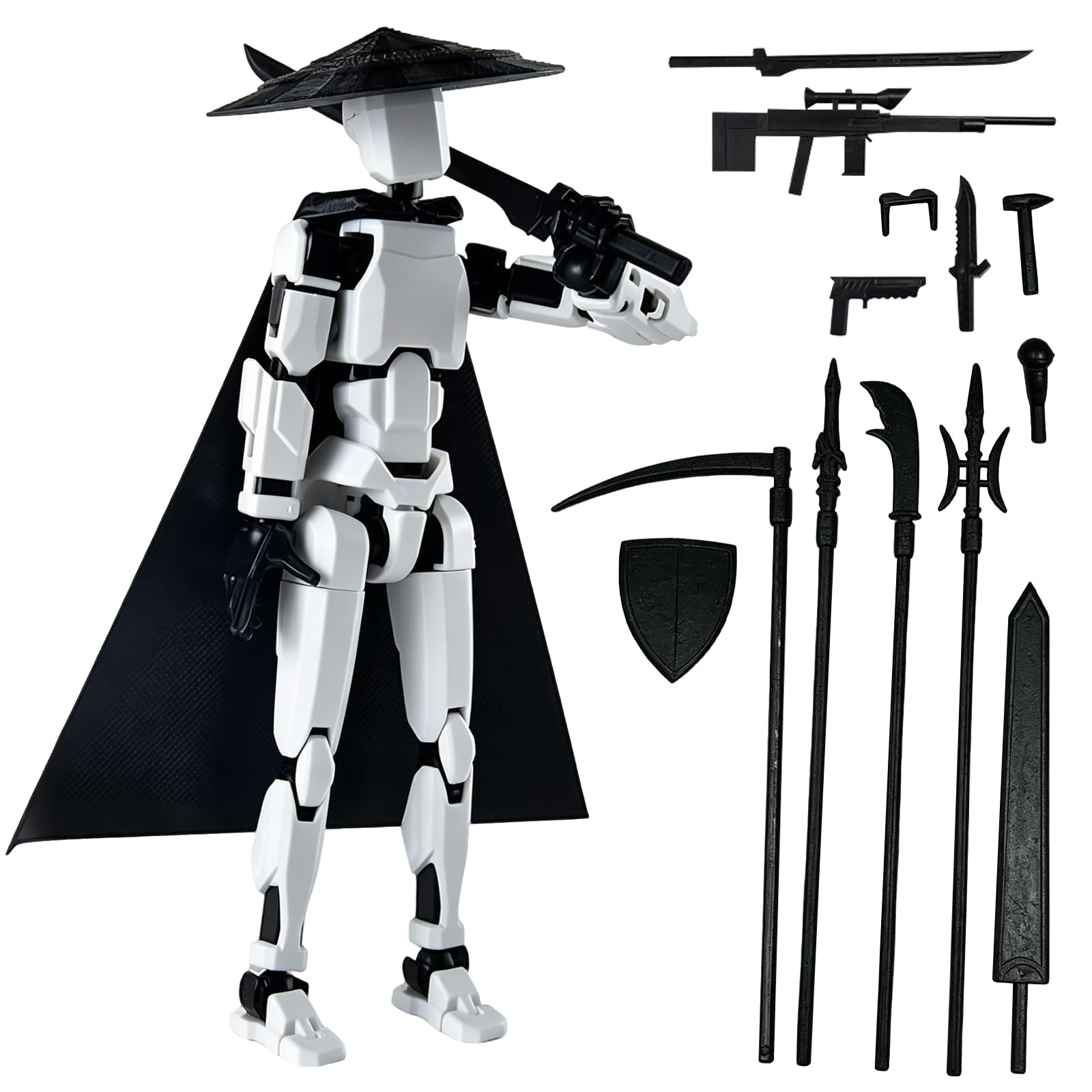TENGMEIHUIO t13 Action Figure 3D Printed Multi Jointed Movable Dummy 13 Action Figure Titan13 movable Robot 13 Stop Motion Figures Desktop Decoration Gift for Collectors (White)