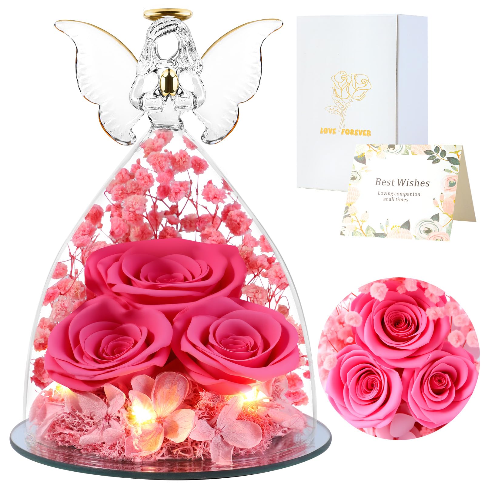 Acquista Rosa vera rossa con collana Ti amo Regali di rose Mamma Moglie Fidanzata Lei per