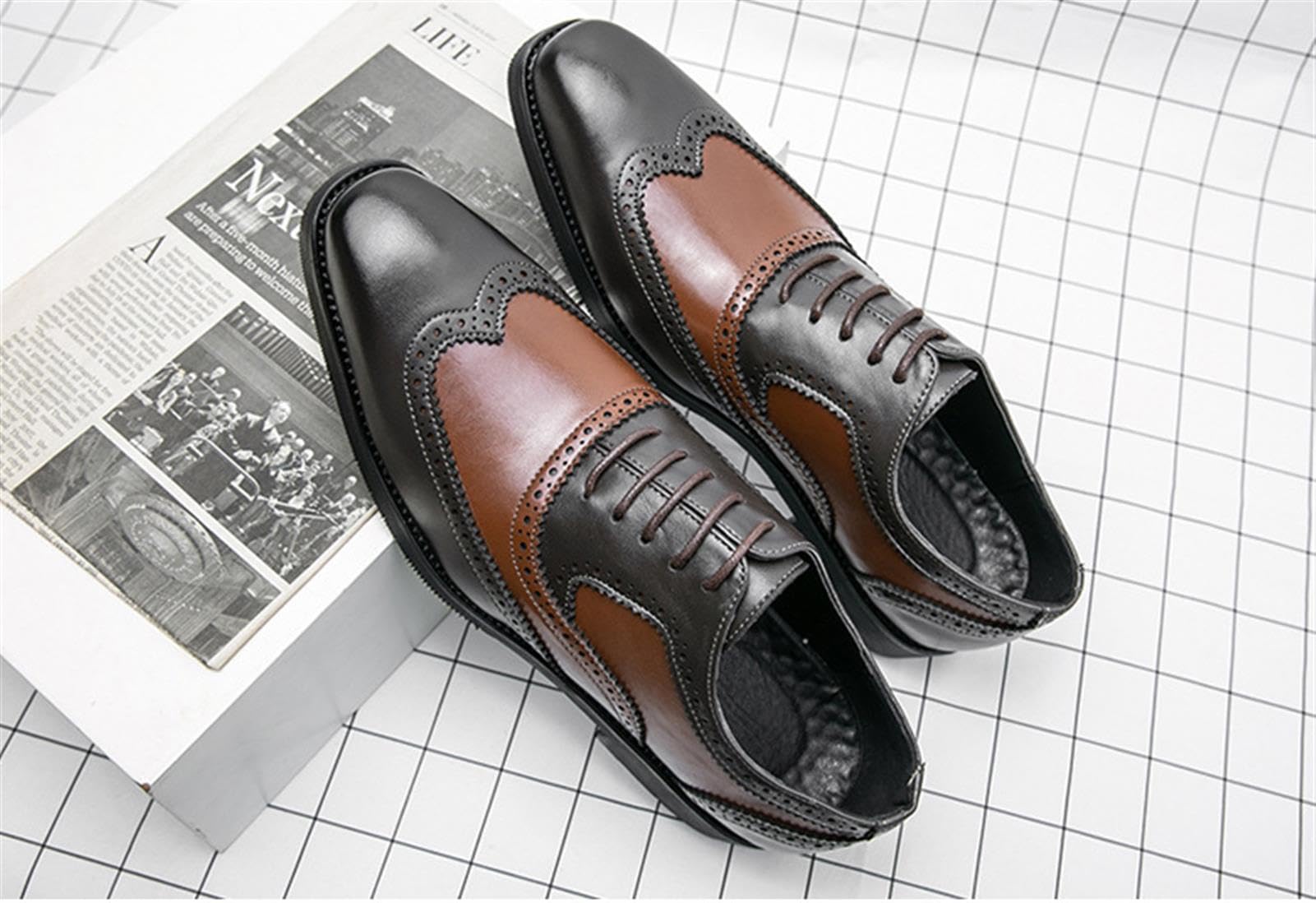 Scarpe Oxford Uomo Pelle Brogue Eleganti | Scarpe Eleganti Uomo Pelle Oxford Brogue Wingtip Cerimonia Business Ufficio Stringate Comode Formale Lavoro