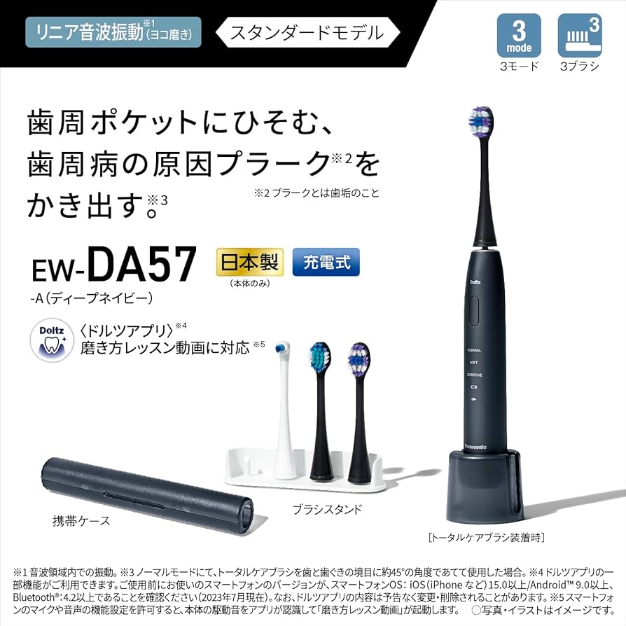 Panasonic ドルツ EW-DA57-A 電動歯ブラシ ネイビー 未使用品 Amazon.co.jp: パナソニック(Panasonic) 【2023年発売