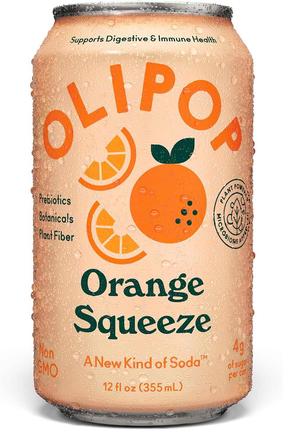 Orange Squeeze Sparkling Tonic, Healthy Soda, Prebiotic Soft Drink, Aids Digestive Health & Immune Health, With Vitamin C & Plant Fiber, Caffeine Free, Low Calorie, Low Sugar 12 oz