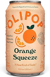 Orange Squeeze Sparkling Tonic, Healthy Soda, Prebiotic Soft Drink, Aids Digestive Health & Immune Health, With Vitamin C & Plant Fiber, Caffeine Free, Low Calorie, Low Sugar 12 oz