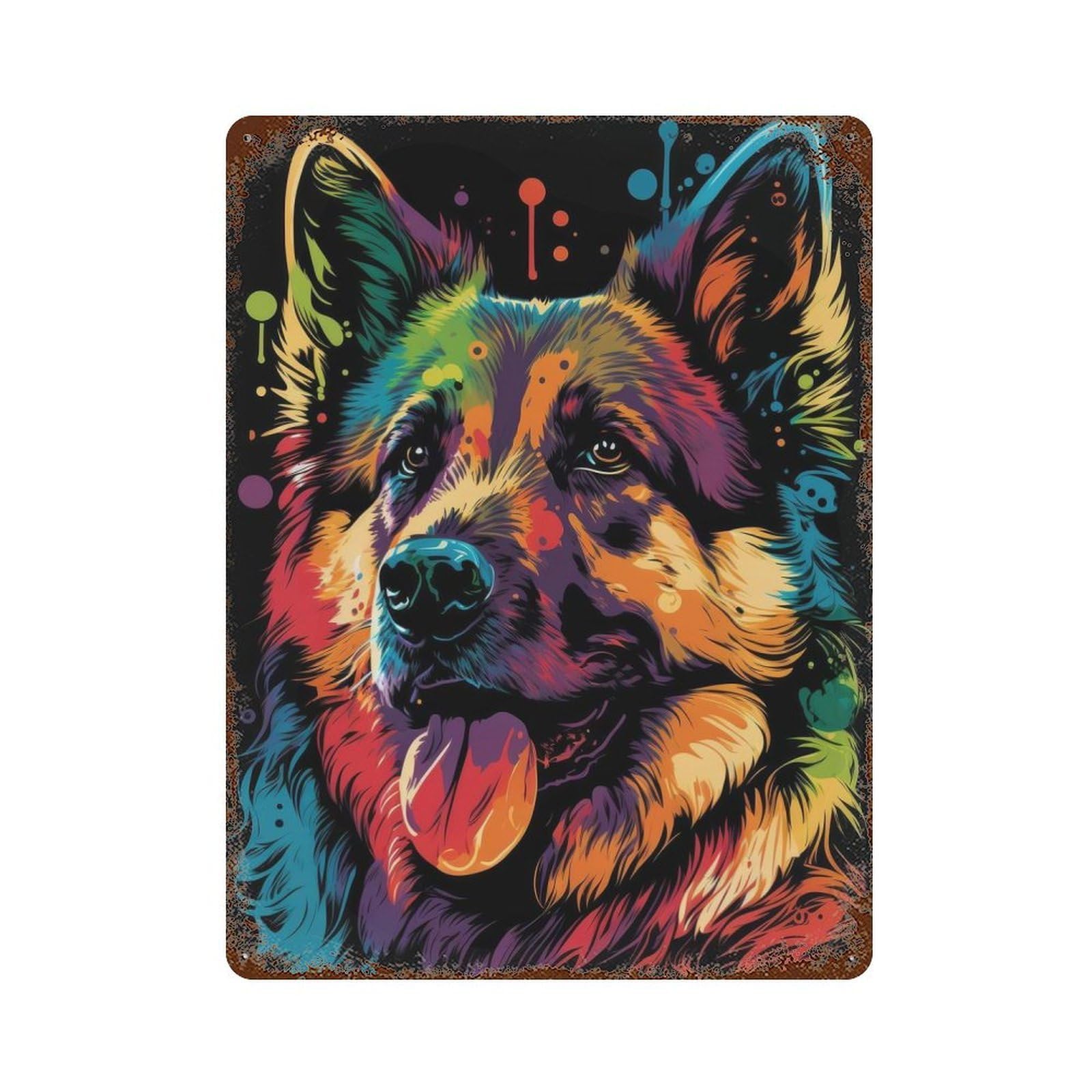 German Shepherd Style 2 Rusty Metal Tin Sign 15.7"x11.8", Farmhouse Wall Decor for Farmhouse, Kitchen And Entryway Decor