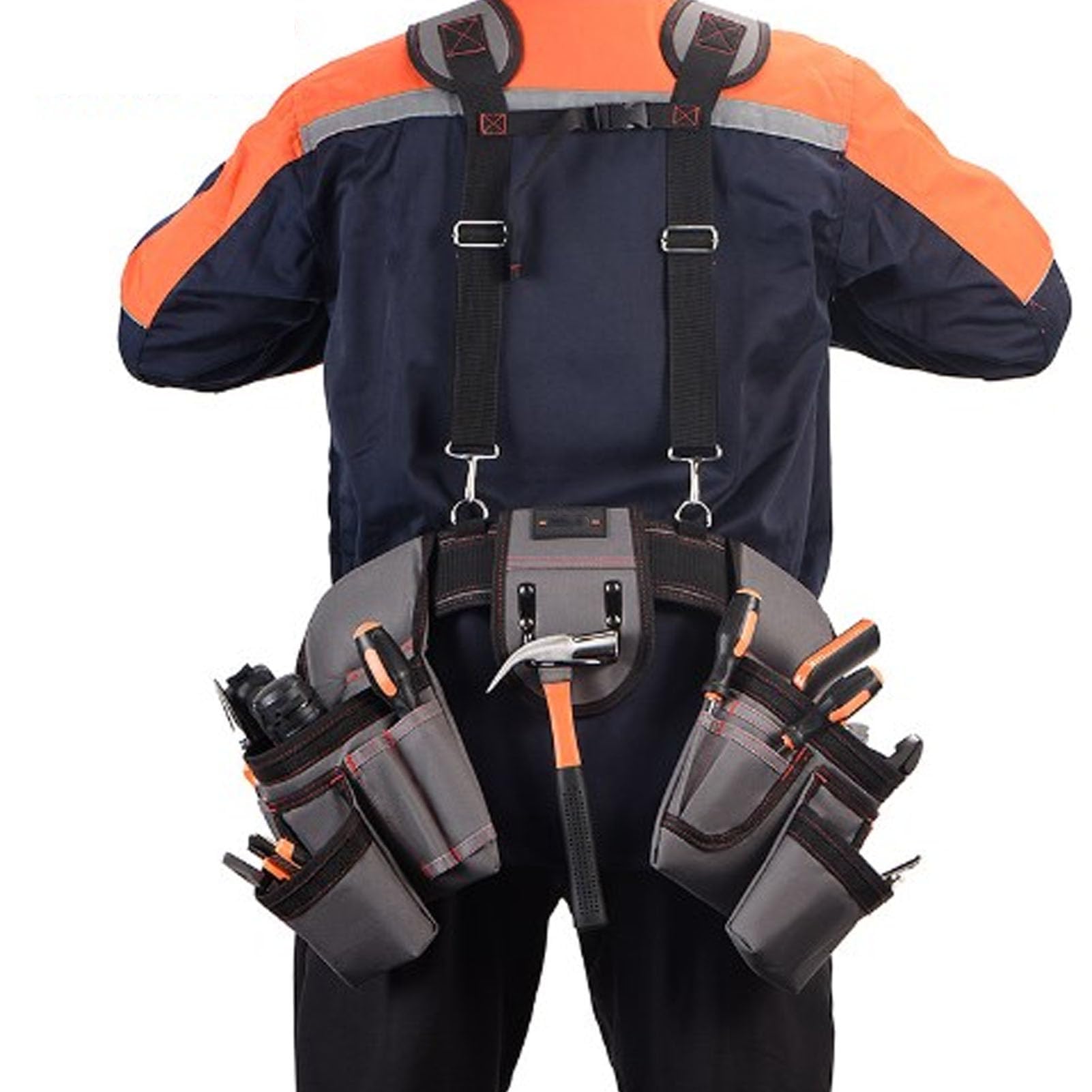Cintura per Attrezzi da Uomo, Borsa per Attrezzi con Cinghia a Bretella, Cintura per Borsa per Attrezzi Regolabile per Falegnami, Elettricisti, Idraulici, Appaltatori
