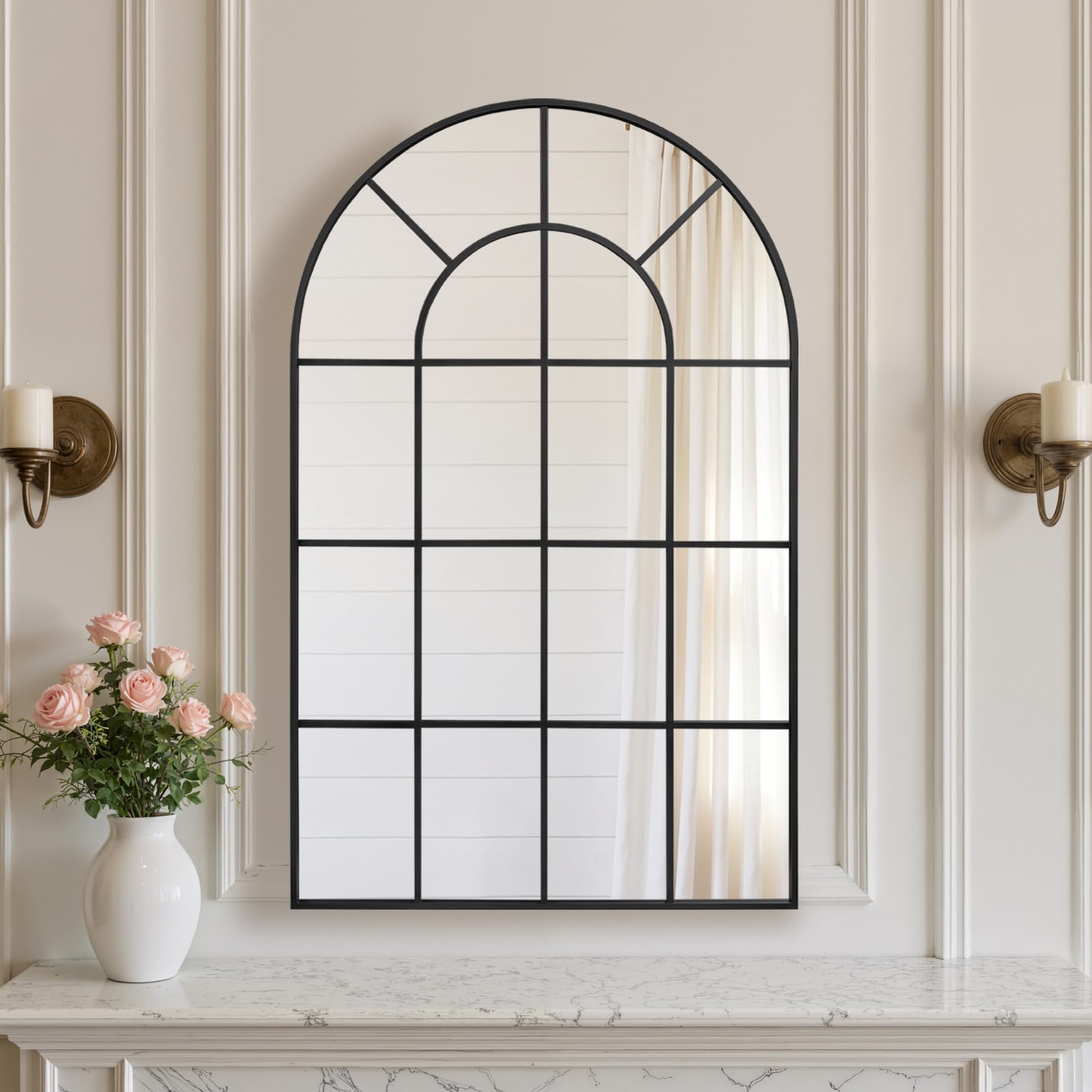 Amazon.com: Anpark Arched Windowpane Wall Mirror 24