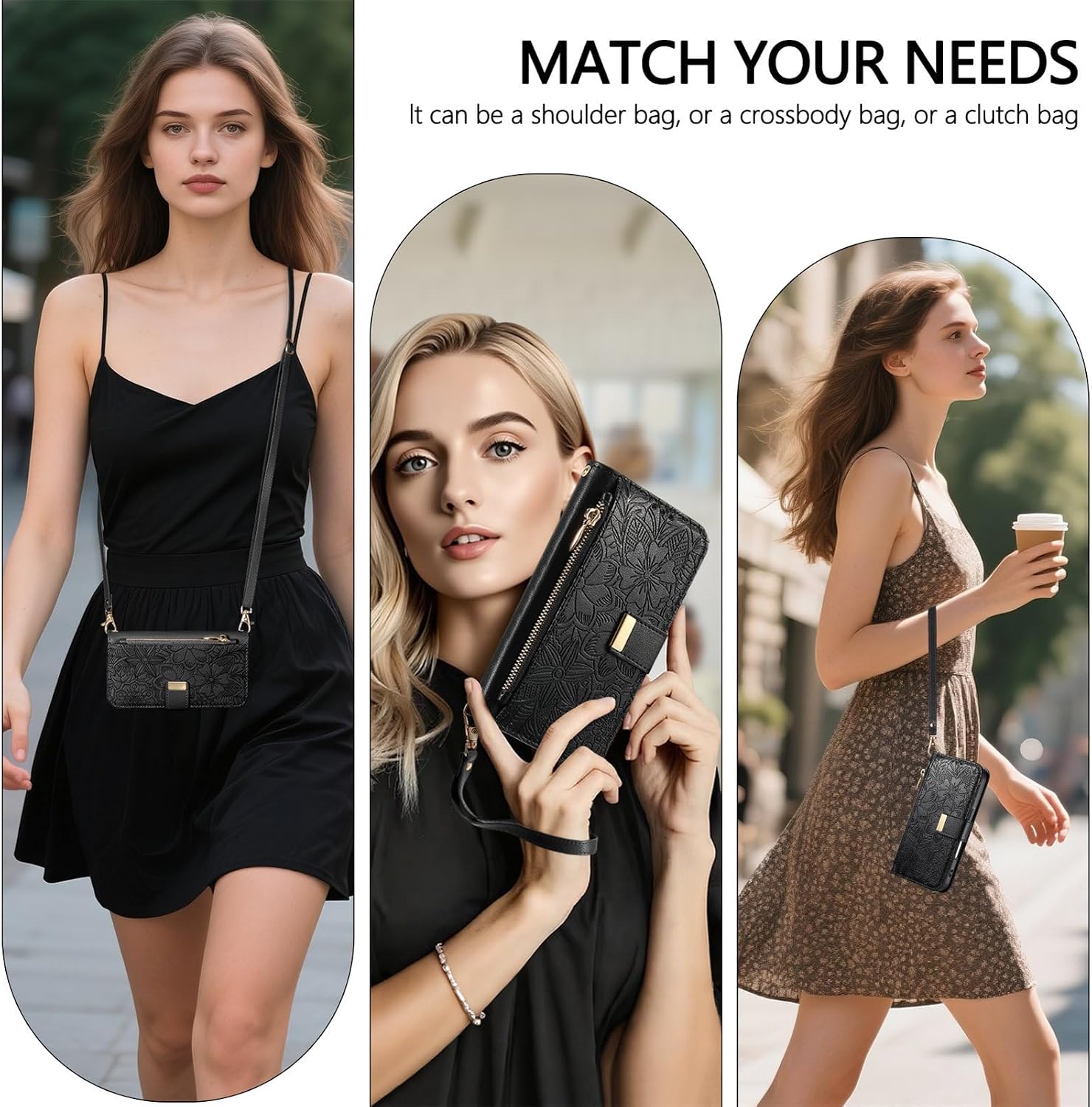 Crossbody Wallet Case for Google Pixel 10 Pro with Lanyard Strap, Kickstand, Card Slot Holder, PU Leather Cover Handbag, Zipper Lanyard case Fit for Google Pixel 10 Pro-Black