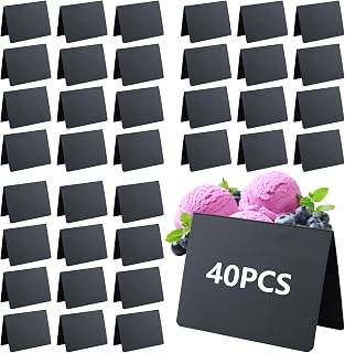 JMIATRY 40 Stück Klein Kreidetafel zum Beschriften 10 x 7.6 cm, V-Form Mini Kreidetafel Schilder, Preisschilder Aufsteller für Nachrichtenschilder, Buffet, Hochzeit, Party, Bäckerei