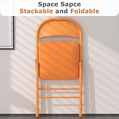 Miniatura 7 de VECELO Paquete de 4 sillas plegables acolchadas, asiento y respaldo acolchados cómodos con marco de acero, para oficina, interior y exterior,