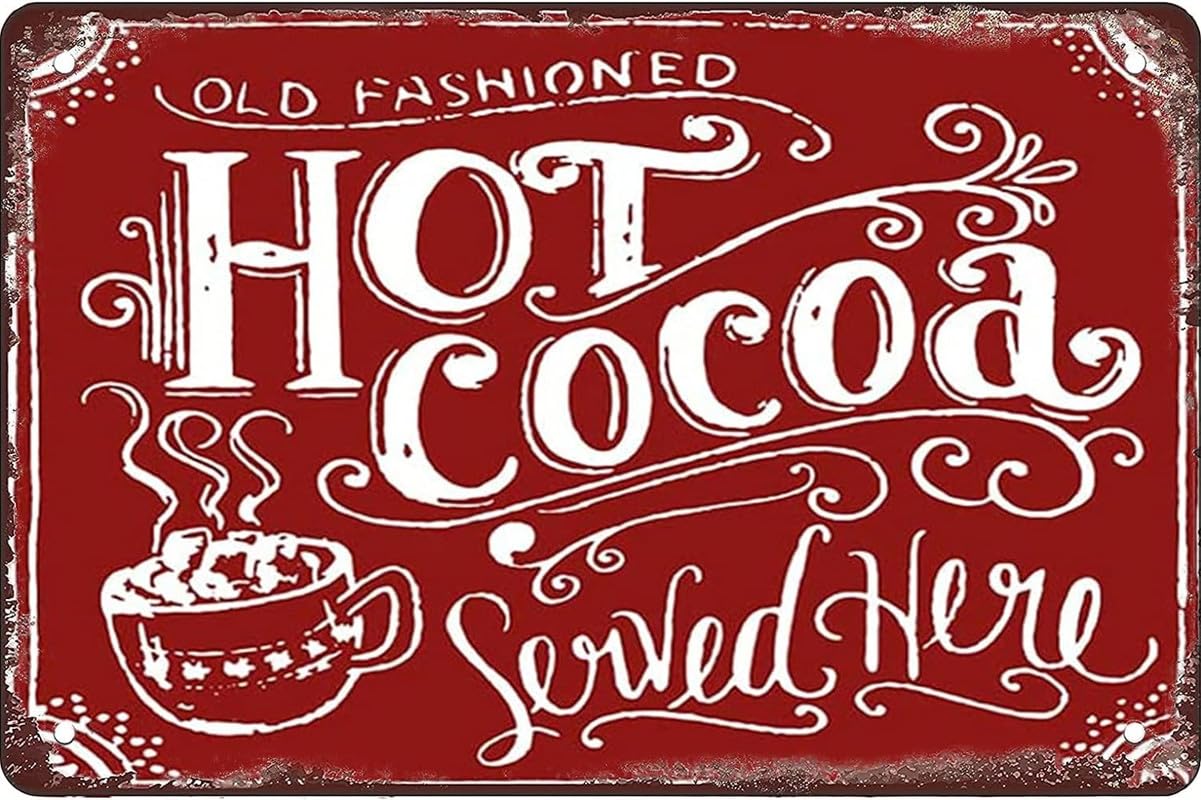 peiyeety Interesting Tin Sign Christmas Hot Cocoa Wall Decoration Metal Plaque People Cave Bar Cafe Living Room American Style 8x12 Inch