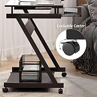 Vista 6 de SogesGame Carrito de escritorio portátil compacto para computadora para espacios pequeños, estación de trabajo de trabajo, carrito de computadora