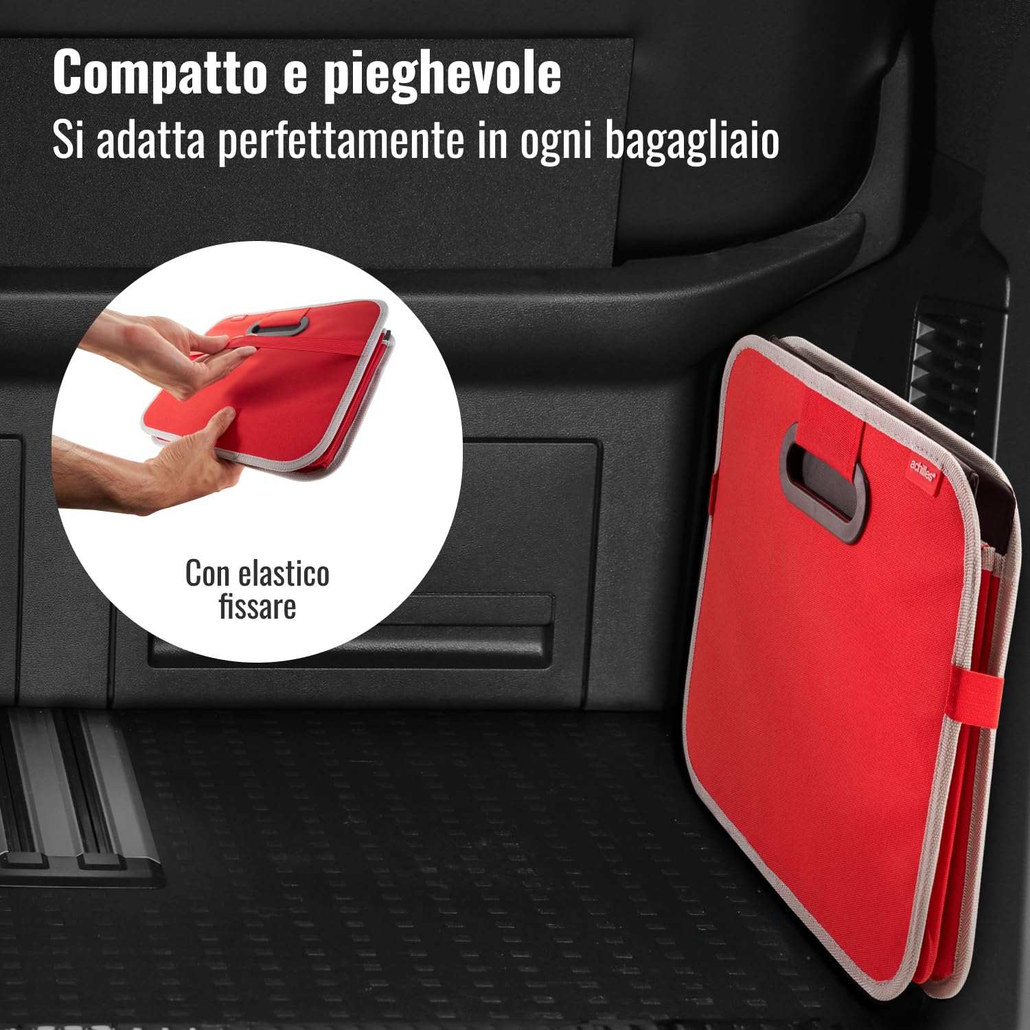 HTUK® Organizer Pieghevole Per Bagagliaio Auto – Borsa Resistente Per La Spesa, Capacità 6 Kg, Con Manici, Ideale Per Viaggi E Ordine