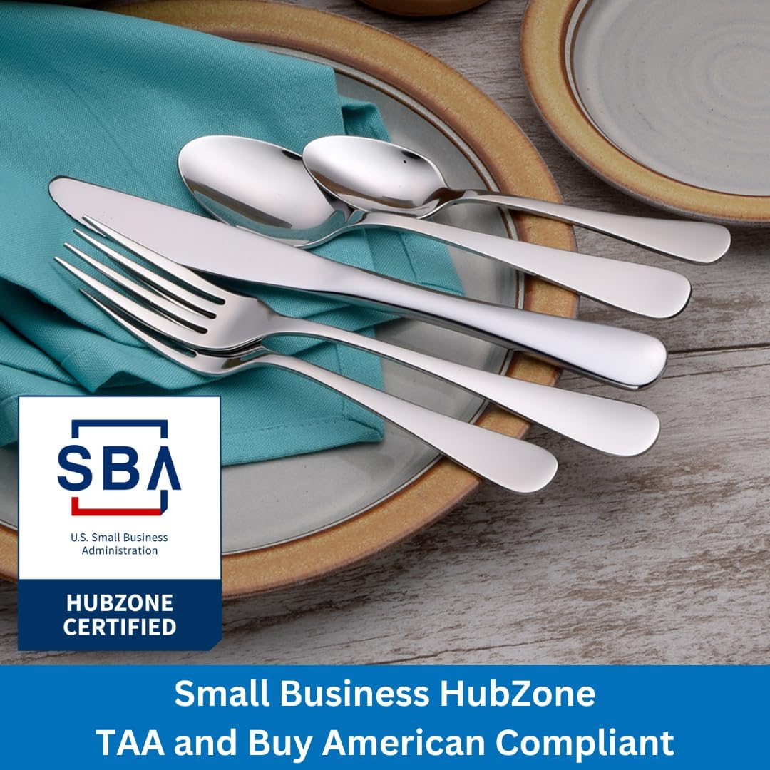 Iced Teaspoon Made in USA Set of 12 18/10 Stainless Steel Flatware Mirror Finish Dishwasher Safe TAA HubZone/Buy American Annapolis Silverware Made by Sherrill Manufacturing Iced Tea Spoon