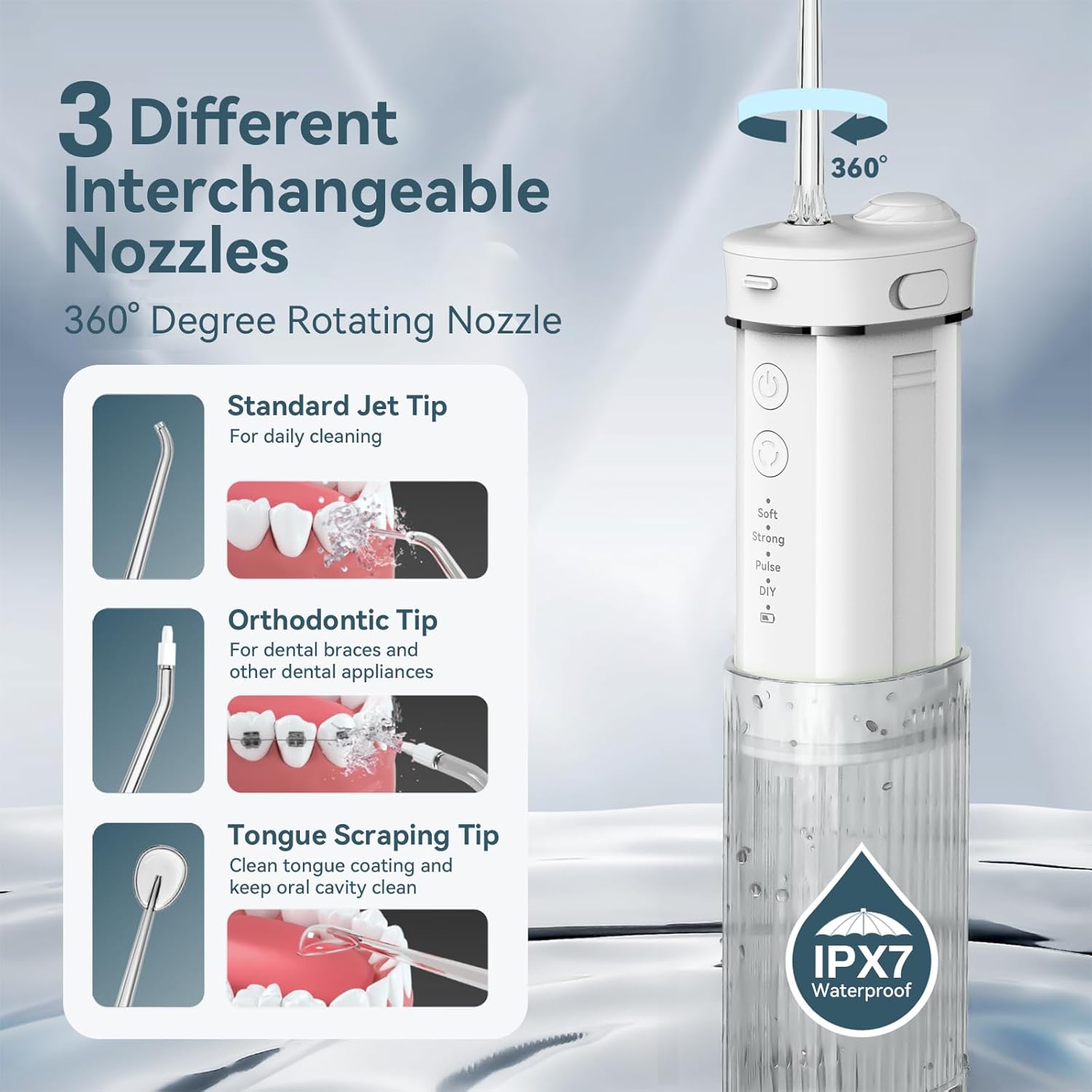 Different interchangeable nozzles for the JTF F200 water flosser
