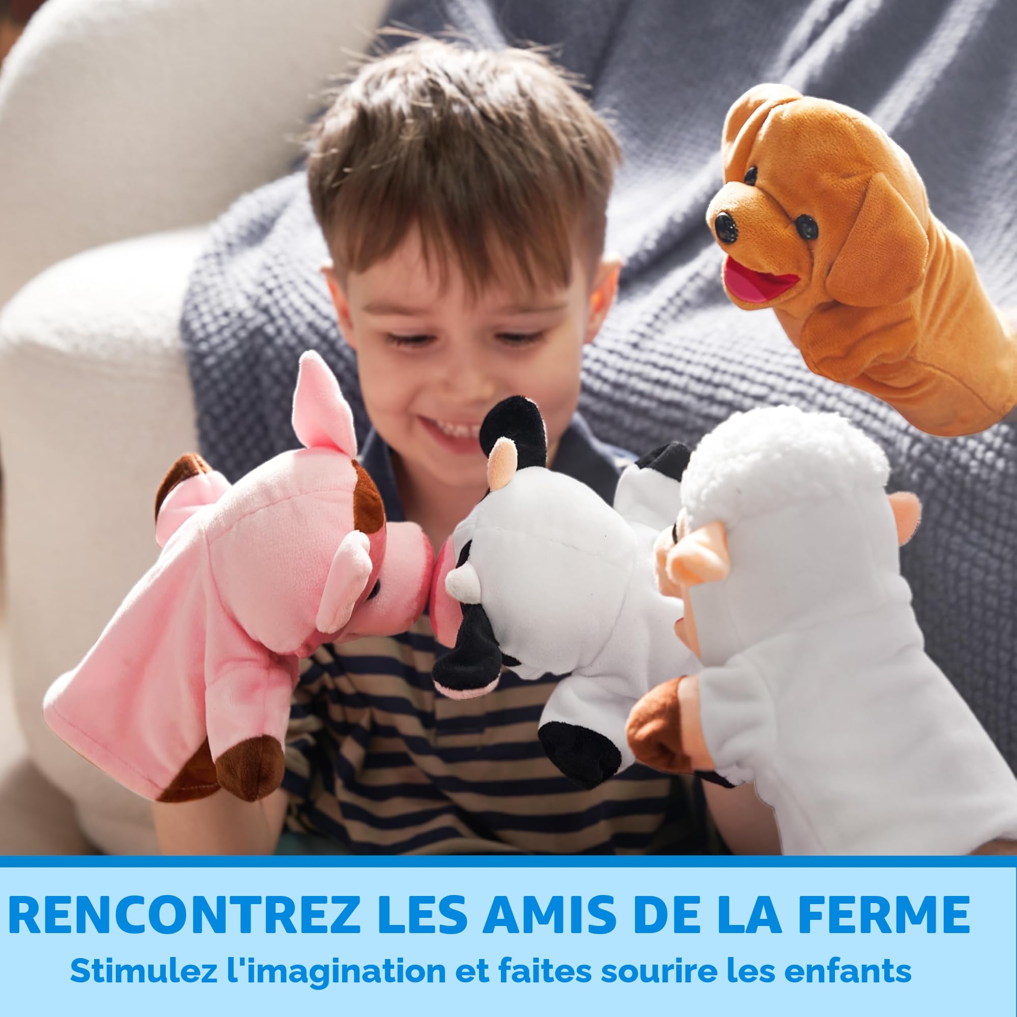 JOYIN Marionnettes à Main en Peluche pour Enfant, 6 Pièces, Théâtre de Poupées, Jeu de Rôle, Cadeau de Fête