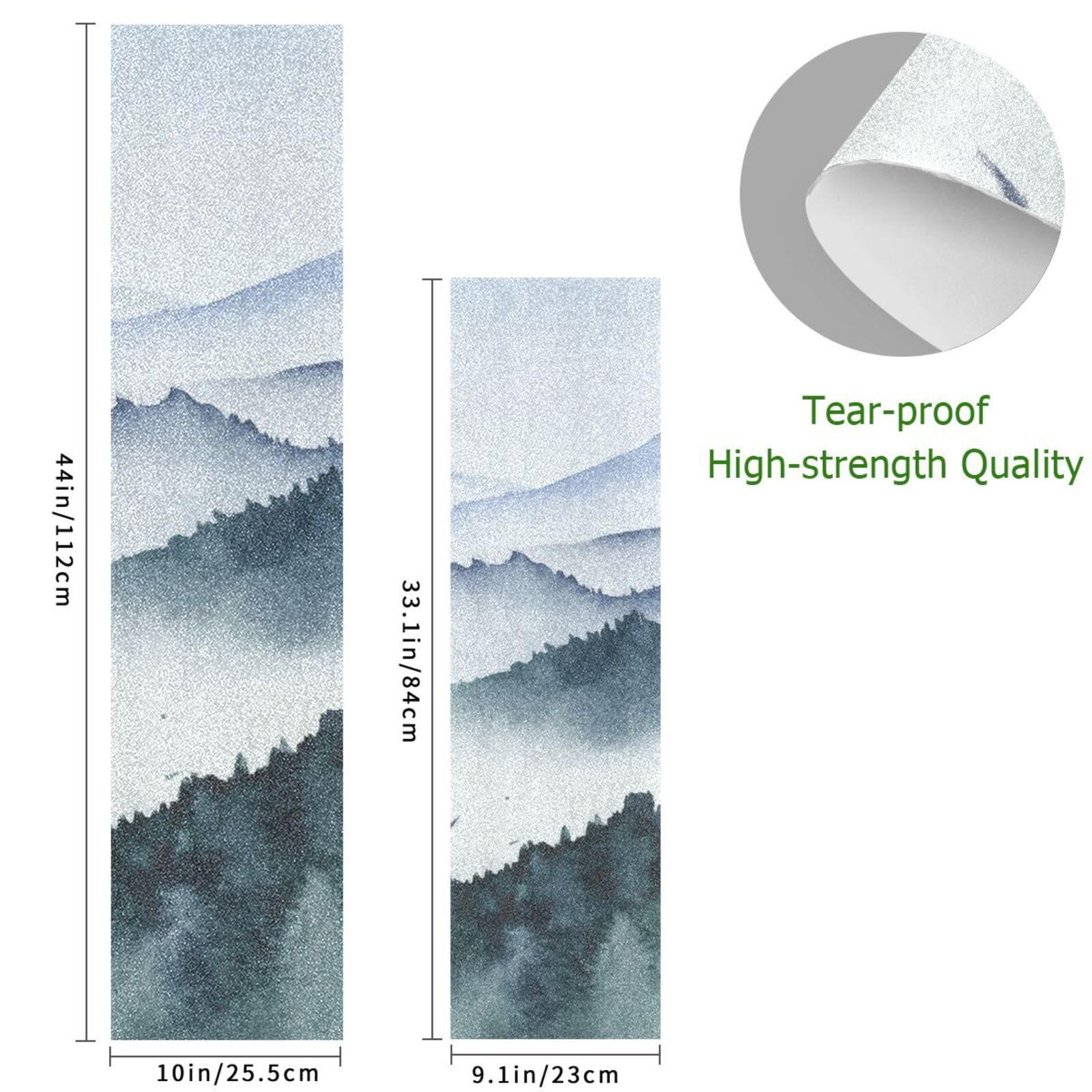 STAYTOP Mountain Watercolor Painting Skateboard Grip Tape Sheet,Non Slip Waterproof Sandpaper Scooter Grip Tape Longboard Griptape 33.1x9.1inch