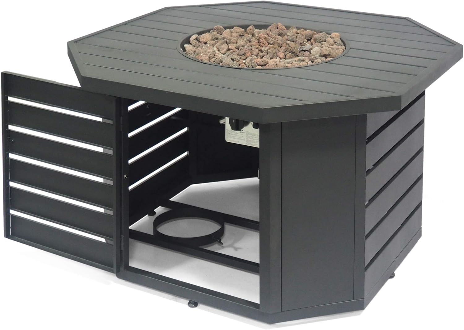 Great Deal Furniture Octagonal Iron Fire Pit, Matte Black