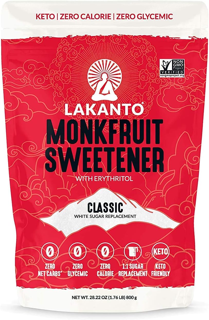 Classic Monk Fruit Sweetener - White Sugar Substitute, Zero Calorie, Keto Diet Friendly, Net Carbs, Glycemic, Replacement (Classic 800gram)