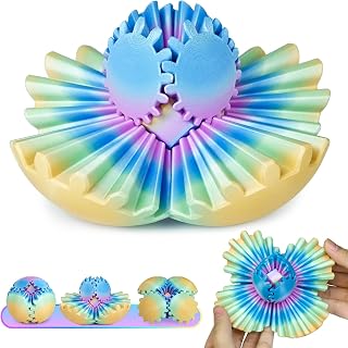 Multicolored Gear Ball Fidget Toy 3D Printed Gearsphere for Stress Relief Anxiety Relaxation Cool Office Desk Toy Unique Gift for Adults and Kids Christmas Easter Birthday (Ocean Aurora, 2.5'')