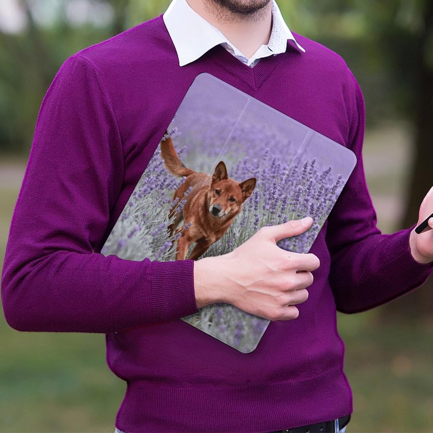 Dingo Lavender Field 12.9 in Trifold for iPad Case with Pencil Holder image 5