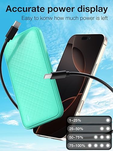 Miniatura 6 de Cargador portátil de 10000 mAh 20 W de carga rápida Power Bank Paquete de baterías PD QC 3.0 PowerBank USB C Entrada y salida para iPhone