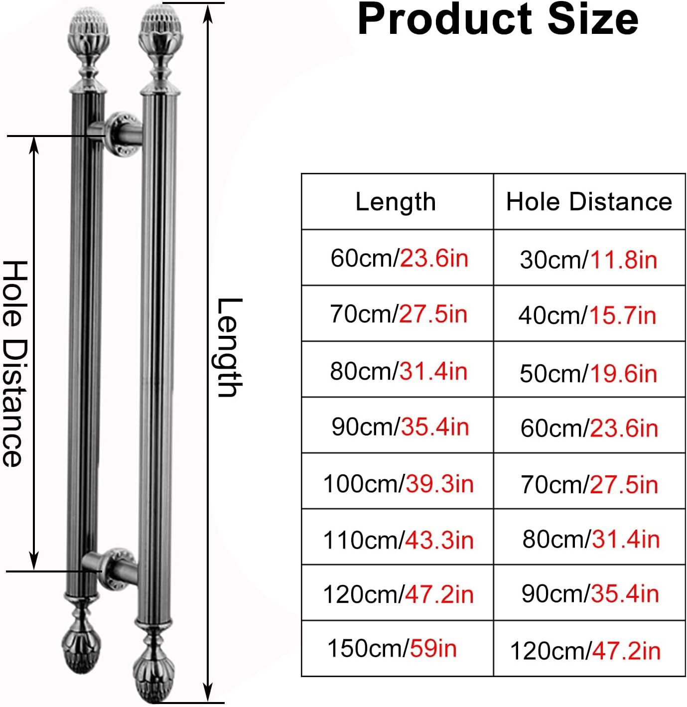 Antique Door Handle Hardware, Home Shop Warehouse, Rustic Push Pull Door Handles, Customizable Sliding Interior Door Handle with Fittings/Gold/60Cm/23.6In
