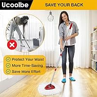 Vista 5 de Mango de repuesto para trapeador giratorio O-Cedar, barra de trapeador de 4 secciones de 30 a 58 pulgadas compatible con el sistema de trapeador