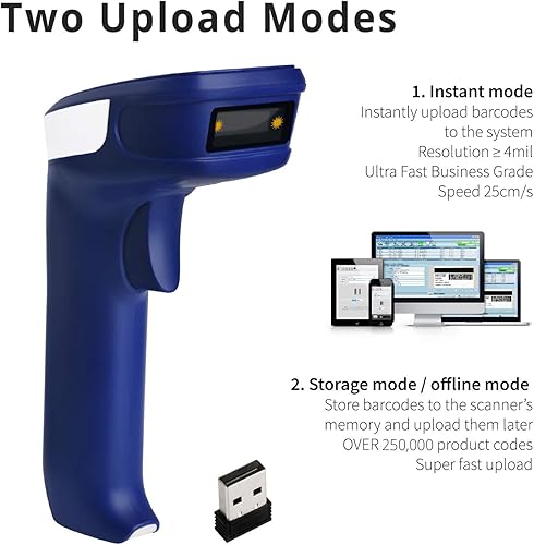Miniatura 6 de ScanAvenger Escáner de código de barras Bluetooth inalámbrico portátil 1D y 2D 3 en 1 - Pistola de escaneo inalámbrica recargable para gestión de