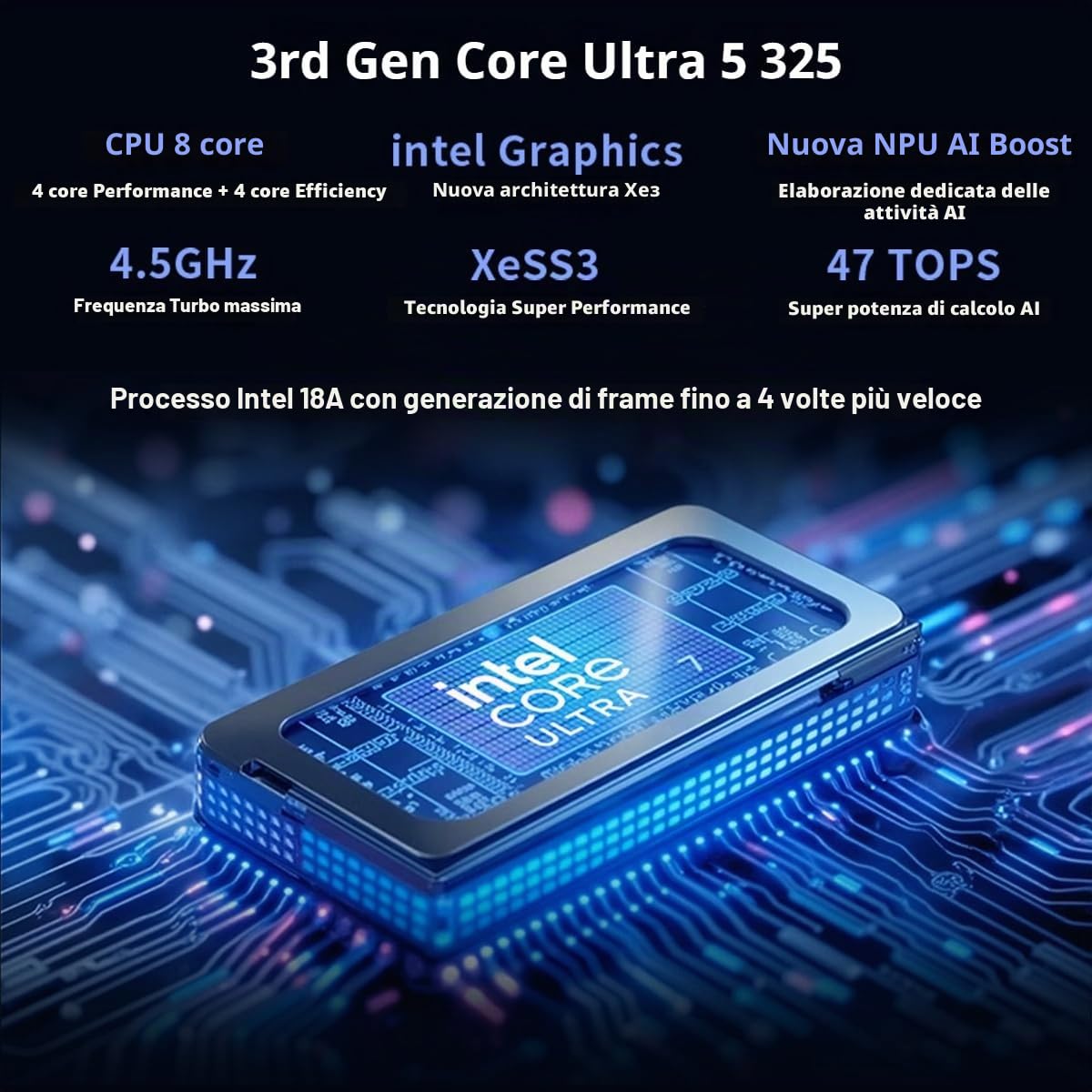 NUC 16 Pro Mini PC: Intel Core Ultra 5 325, Intel Arc Graphics, Dual M.2 PCIe SSD, Quad 4K, Dual 2.5G LAN, Wi-Fi 7, nero, per aziende e creazione di contenuti (Barebone System)