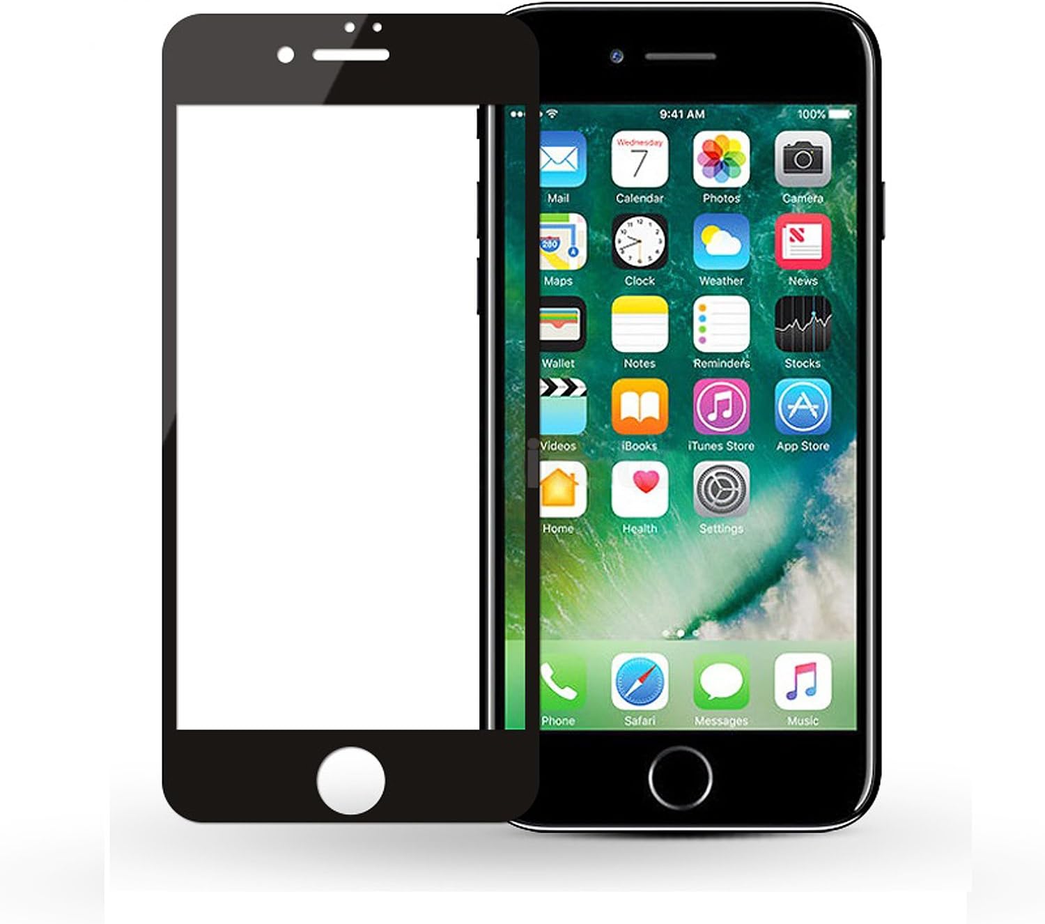 WiTa-Store Curved Glass Screen Protector for Apple iPhone 8 Plus, 5.5 In, black