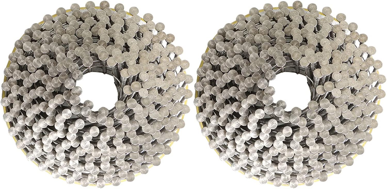 1200 Count 15 Degree Stainless Siding Nails 1-3/4 Inch x 0.09 Inch Ring Shank Small Cap Coil Stud for Wood and Plastic