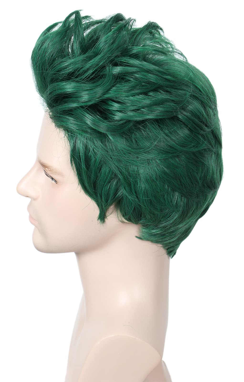 Linfairy Short Green Synthetic Hair Halloween Cosplay Costume Party Wig Heat Resistant Wig for Men - Image 2