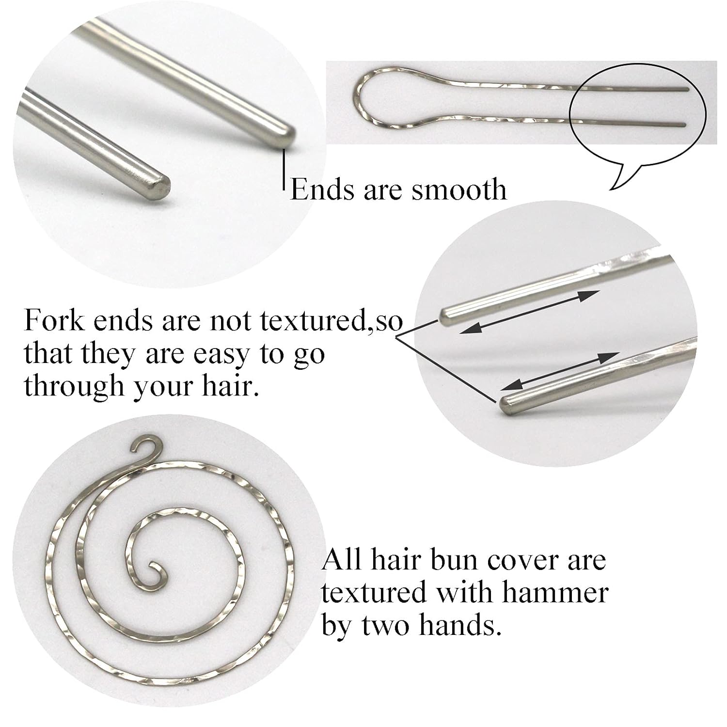 ansulen Bun Maker for Hair Bun Cover Metal Bun Holder with Hair Fork Durable Hair Clips for Women Girls Sturdy Hair Bun Cage for Thin Hair Silver Hair Accessories Christmas Gift : Beauty & Personal Care
