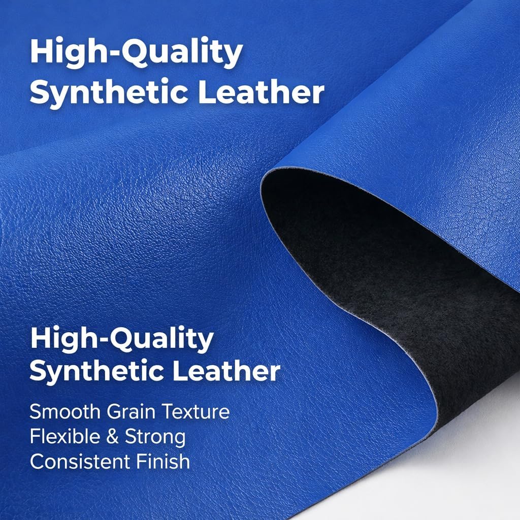 Faux Leather Fabric Soft Skin Grain PU Leather for Furniture Cover Reupholster Sofa Chairs Cushions Vinyl Upholstery. (Royal Blue, 1 Yard)