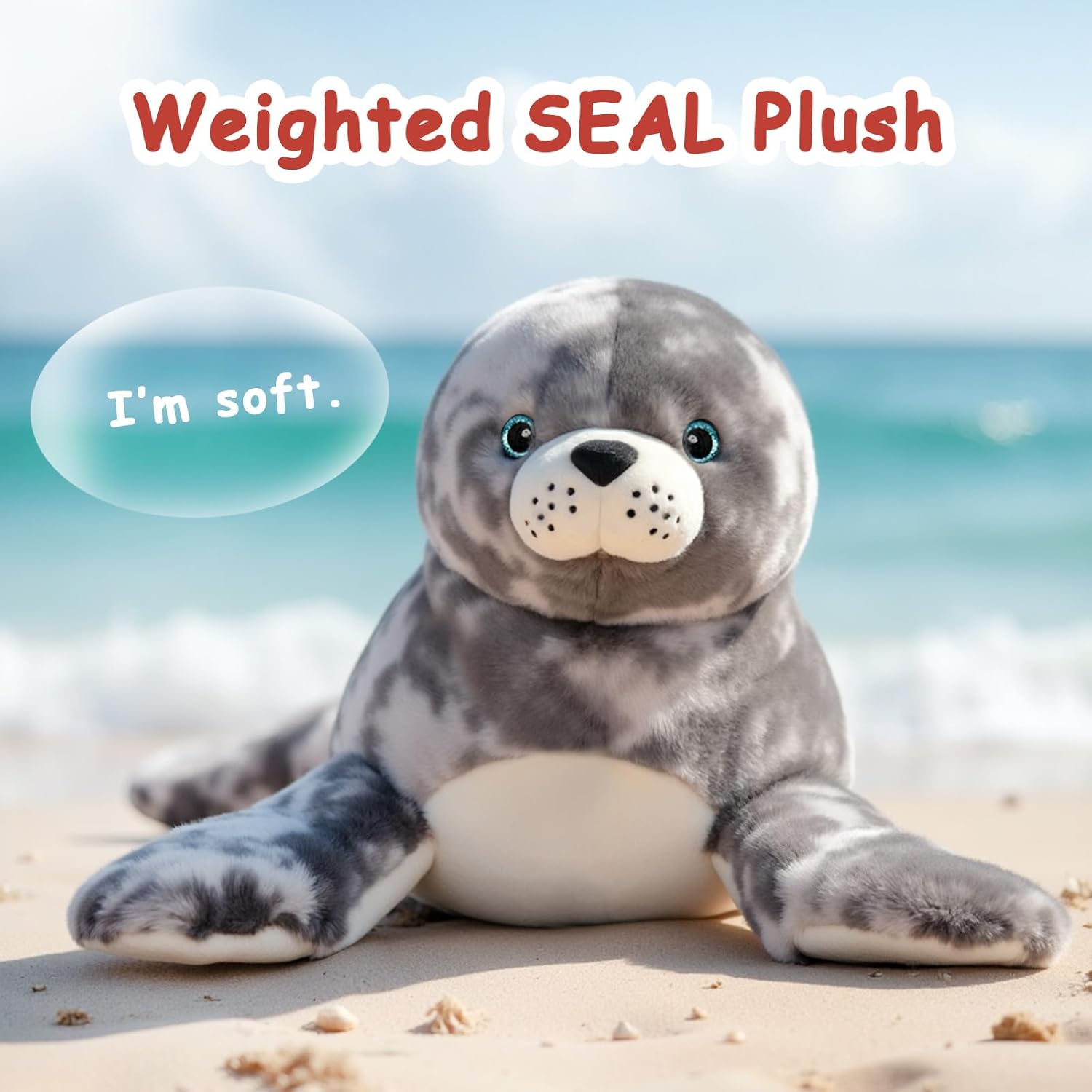 Niuniu Daddy 23" | 3.3 Pound Weighted Seal Plush for Kids Adults, Fat Large Seal Weighted Stuffed Animals, Chubby Body Pillow Plush Animal Toys for Sleeping for Presents Birthday Christmas Holiday - Image 3
