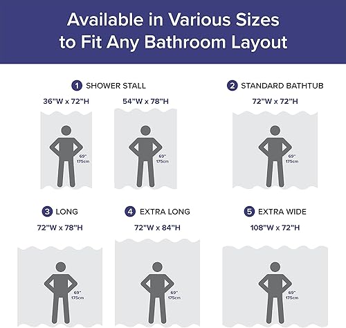 Miniatura 6 de Madison Park - Cortina de ducha, punto gofre, cortina de ducha de tela con control de humedad Scotchgard 3M, estándar, 72 x 72 pulgadas, azul