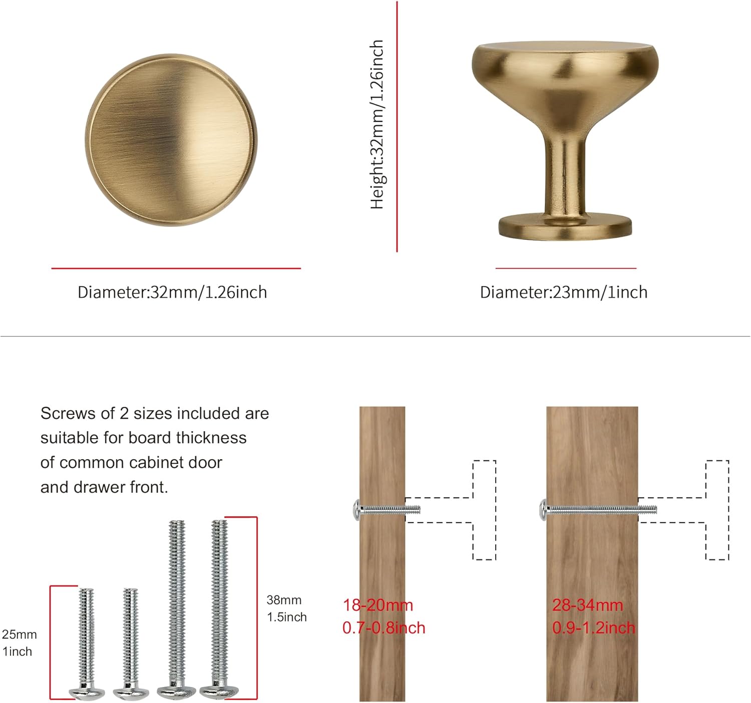 SAILING 10 Pack Cabinet Knob- Champagne Bronze Cabinet Handles Kitchen Cabinets Bedroom Dresser Drawer Handles Knobs