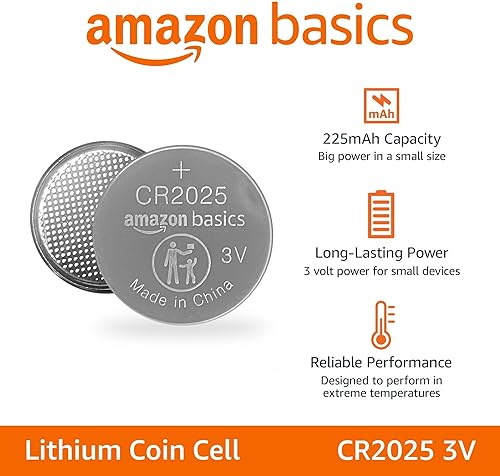 Vista 2 de Yaxa Basics Paquete de 6 pilas de botón de litio CR2025, 3 voltios, energía de larga duración, sin mercurio