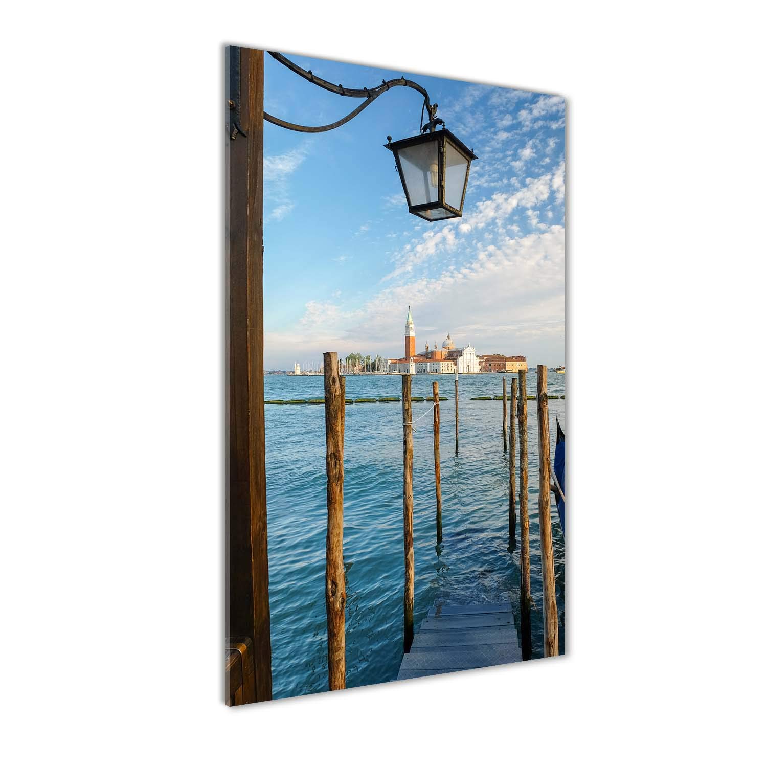 Peinture sur verre trempé de luxe Venise Italie bleu 70x140 cm