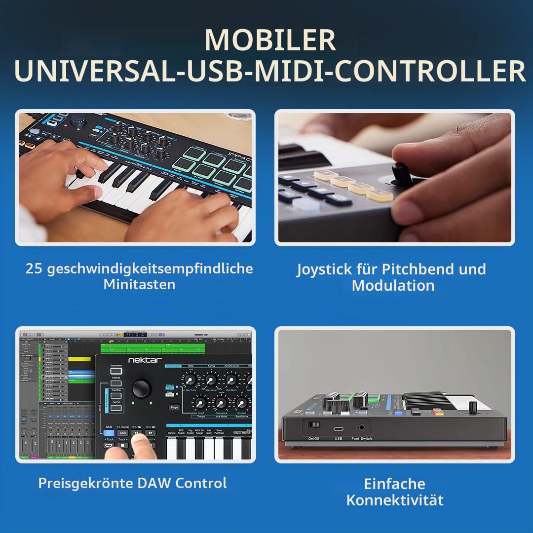 Nektar Impact LX Mini | USB MIDI Controller Keyboard with Nektar DAW Integration, Black