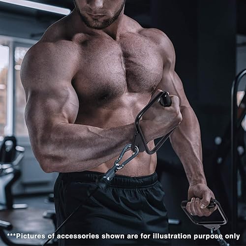 Vista 44 de Yes4All Cable Machine Attachment, Double D Handle & Tricep Rope Cable Attachment, Weight Machine Accessories Load 880 LB for Home Gym Negro
