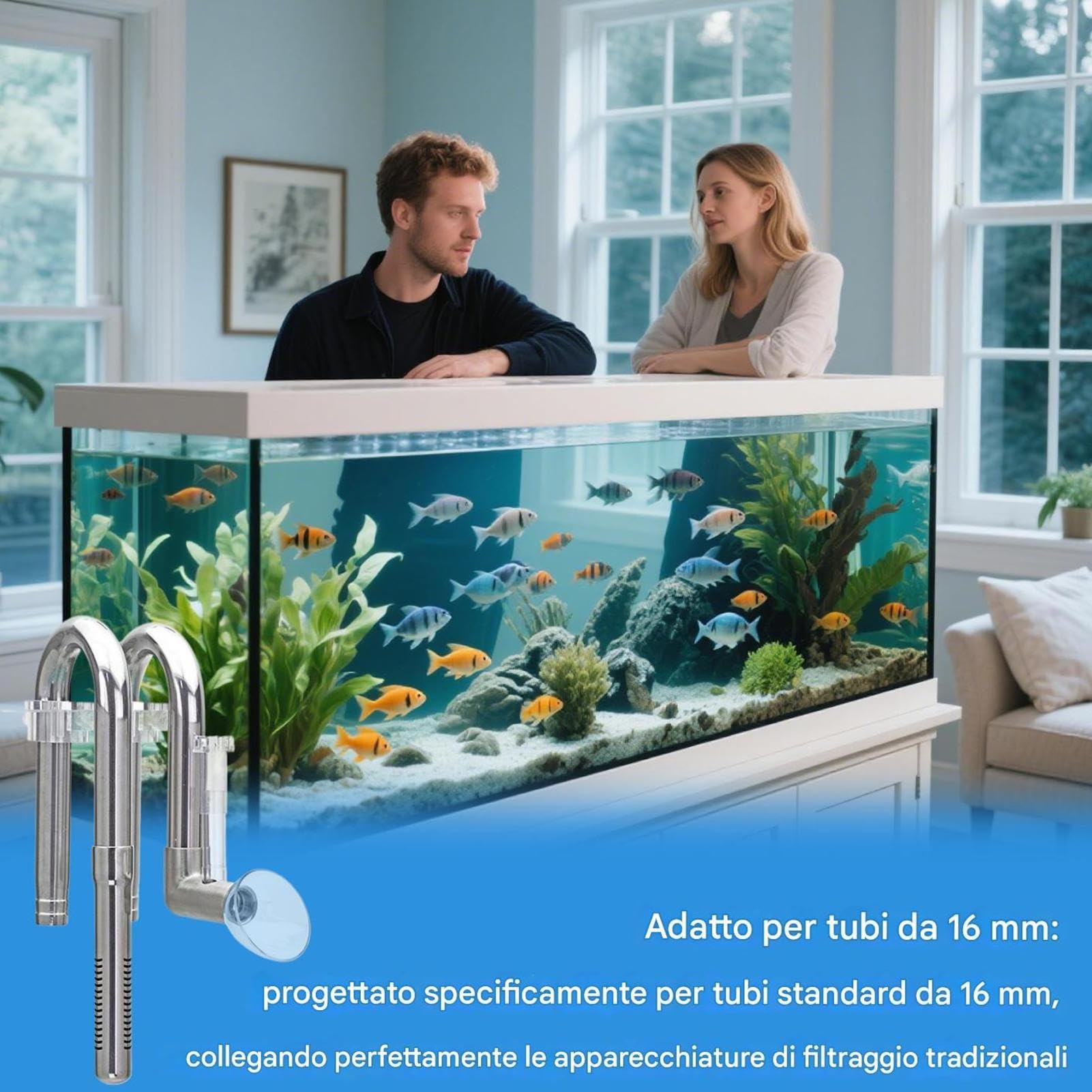 Tubo De Entrada Y Salida Para Acuario Tubos Ajustables Acero Inoxidable | Tubo De Filtro Desnatador De Película De Accesorio Ajustable Para Acuarios De Agua Dulce-Marinos Adultos